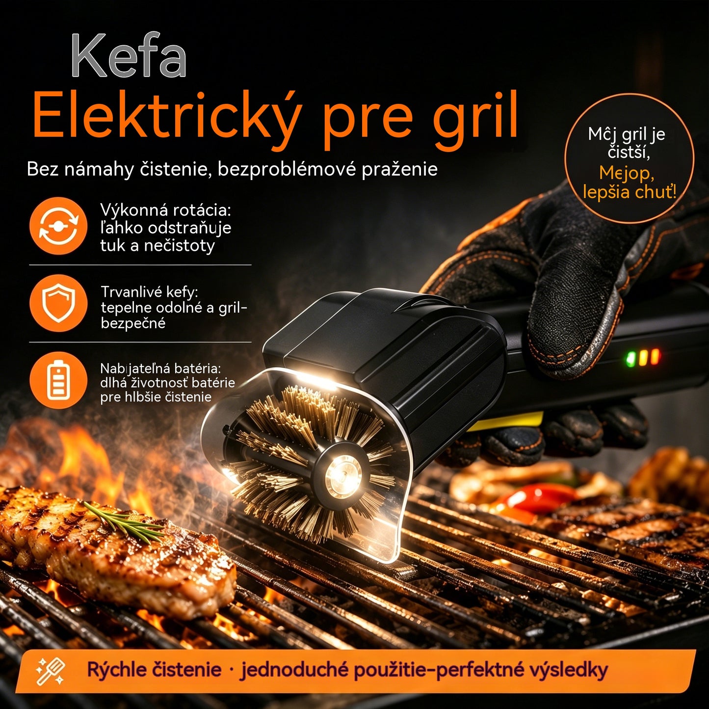🔋🧹 Čistiaca kefa na elektrický gril – lítiová batéria, multifunkčná a ľahko použiteľná 🔥🍖