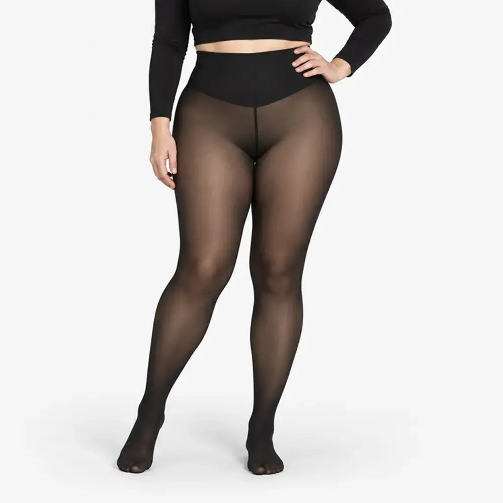✨【XS – 3XL / 4 barve】 Legice s flis podlogo in videzom prosojnosti; zasnovane z enim šivom spredaj in zadaj – delno prosojne legice, primerne kot osnovni sloj.
