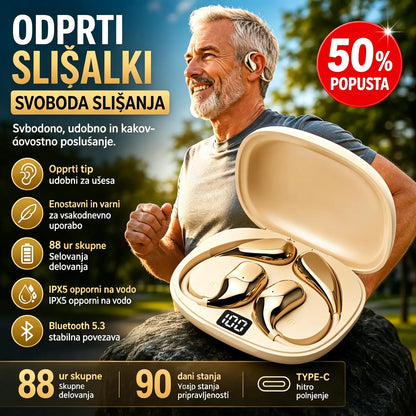Brezžične Bluetooth slušalke brez vgrajenega ušesa, z ušesno kljukico in kostno prevodnostjo