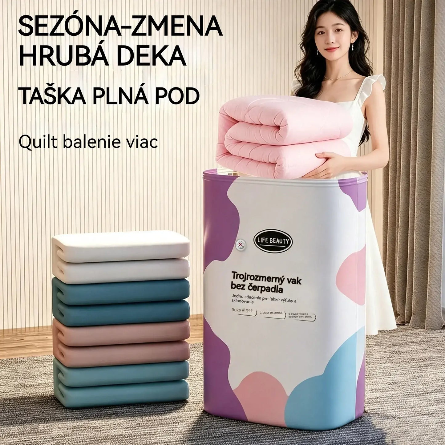 🧳5 kusy 600 Kč  💨 Veľké, flexibilné vákuové úložné vrecká: Nie je potrebné žiadne vzduchové čerpadlo, nepriepustné, ideálne na úsporu miesta v kufri a doma ✈️