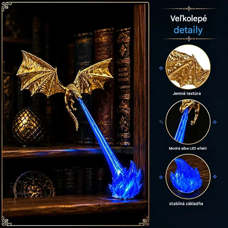 🐉🔥 3D LED světlo s ohnivě chrlícím drakem | Fantasy zářící dekorace na poličku