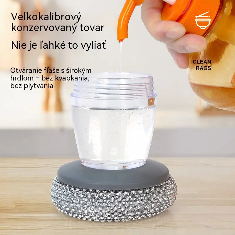 🧽 Čistiaca kefa s dávkovačom, LIMITOVANÁ PONUKA! 💪 Ideálne na hrnce, panvice a riad. Rýchle a jednoduché čistenie bez námahy! 🍳