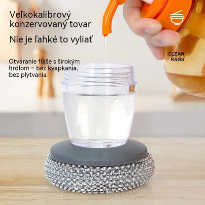🧽 Čistiaca kefa s dávkovačom, LIMITOVANÁ PONUKA! 💪 Ideálne na hrnce, panvice a riad. Rýchle a jednoduché čistenie bez námahy! 🍳