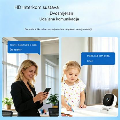 Kamera visoke rezolucije s pametnim sustavom za nadzor doma putem bežičnog WiFi-ja, infracrvenog noćnog vida, dvosmjernog interfona i kamere visoke rezolucije.