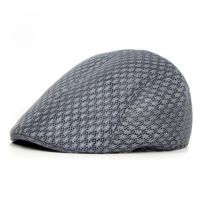💨Ανδρικό διχτυωτό επίπεδο καπέλο που αναπνέει, τύπου μπερέ τύπου παπάκι, μέγεθος 56-58 cm.