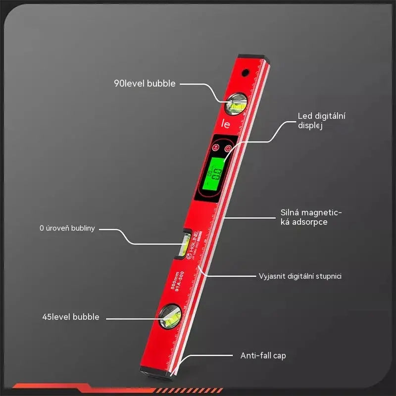 🔧📐 Multifunkční přesná magnetická vodováha s digitálním LCD displejem