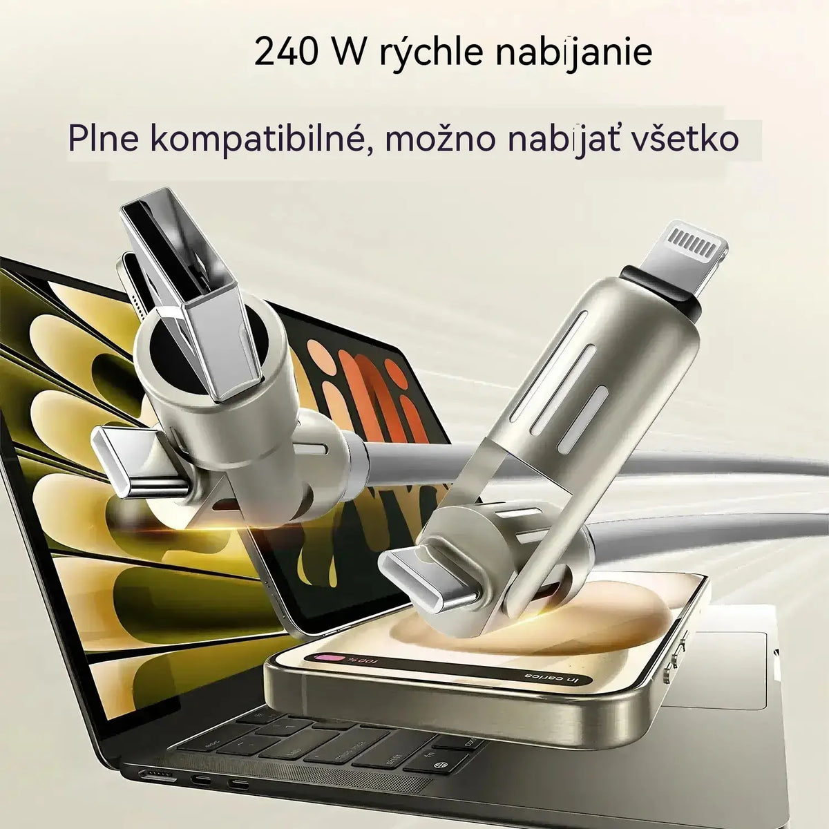 🔥2 kusy 530Kč🌈Jeden kábel, väčšie pohodlie! Multifunkčná nabíjačka s RGB osvetlením