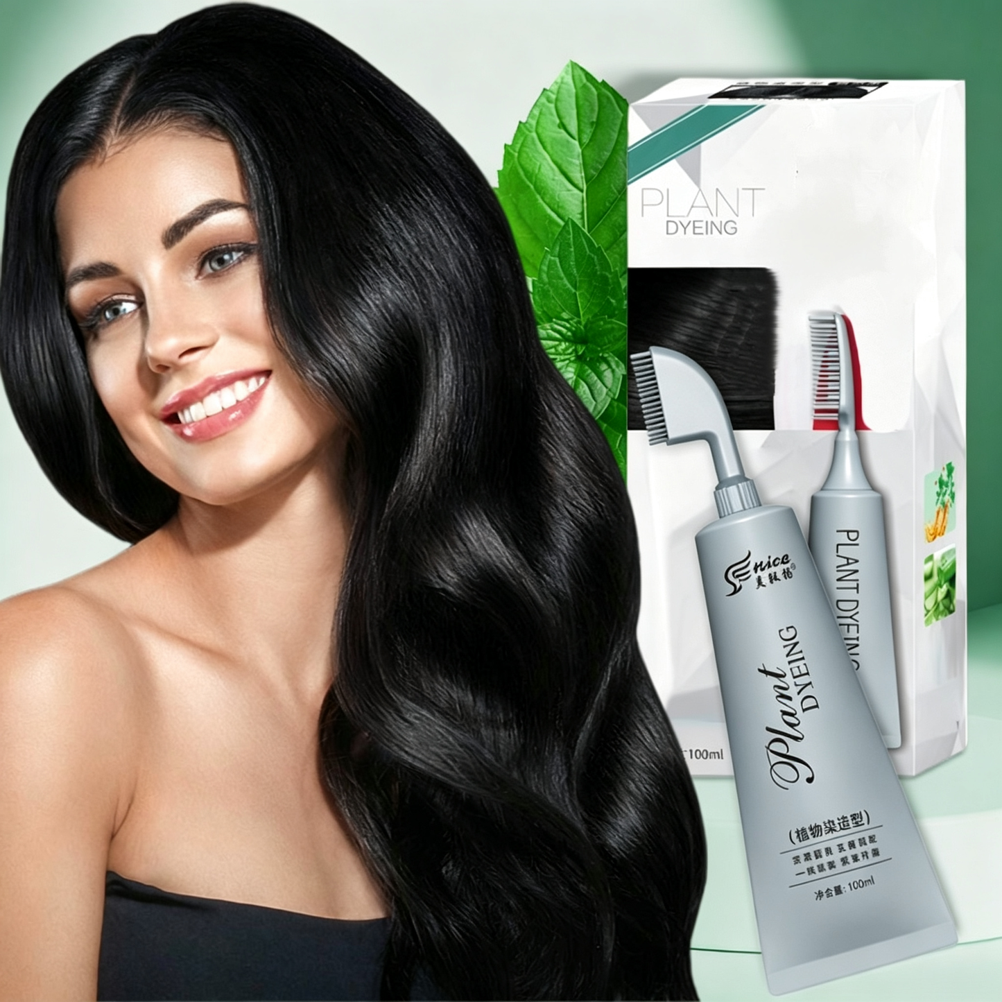 【Δύο για €27】💇‍♀️ Επαγγελματικό σετ χτένας βαφής μαλλιών + κρέμας βαφής μαλλιών | Τριπλή φροντίδα, περιέχει υαλουρονικό οξύ, 100% κάλυψη των γκρίζων μαλλιών, βολικό για χρήση στο σπίτι ✨
