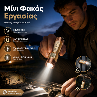 🔥Αγοράστε 1 και πάρτε 1 δωρεάν🔥🔦✨Φορητός μίνι φακός με μαγνητική φόρτιση, δυνατό φως και μεγάλη διάρκεια ζωής μπαταρίας