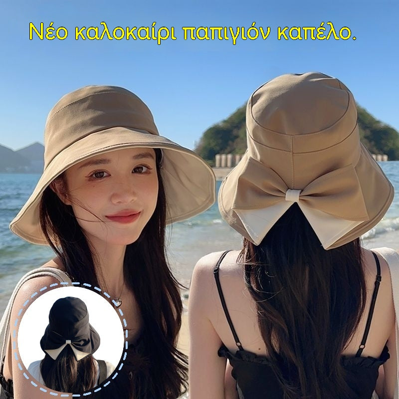 👒ΈΚΠΤΩΣΗ 50% 🎉 Γυναικείο καπέλο ηλίου με φαρδύ γείσο και φιόγκο! 😎✨