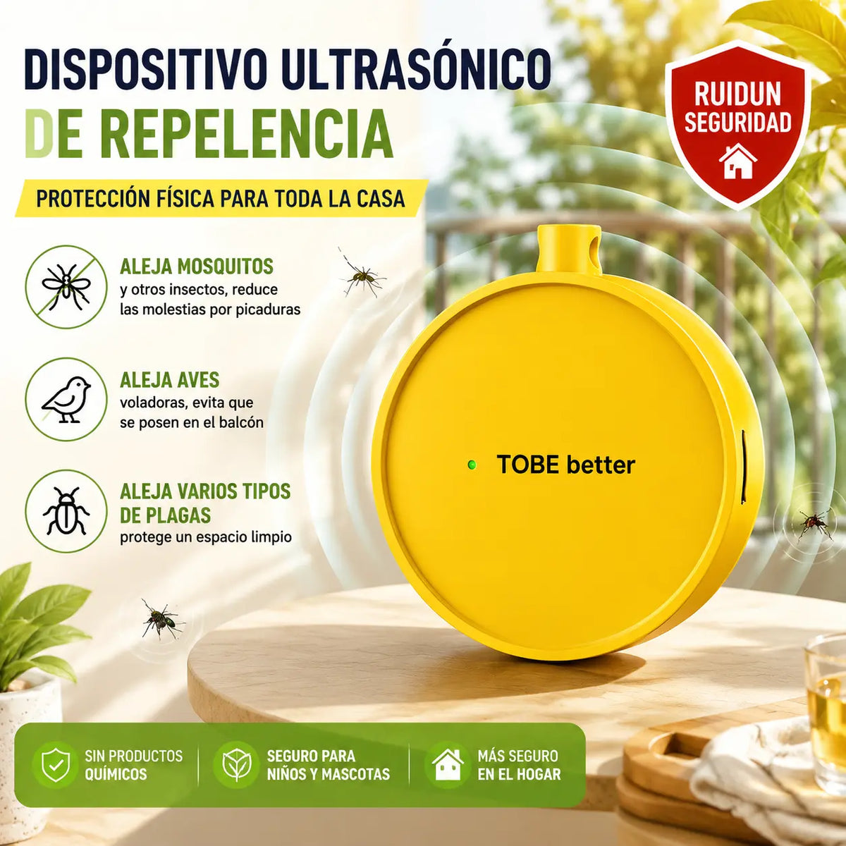 【2 piezas 26 euros】 Repelente de pájaros ultrasónico portátil | Ahuyentador automático para palomas, ideal para balcones, jardines y exteriores