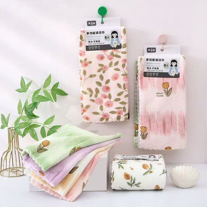 🧼【30 εκ. × 30 εκ.】💢✨ Πετσέτες κουζίνας από κοραλί φανέλα για οικιακή χρήση