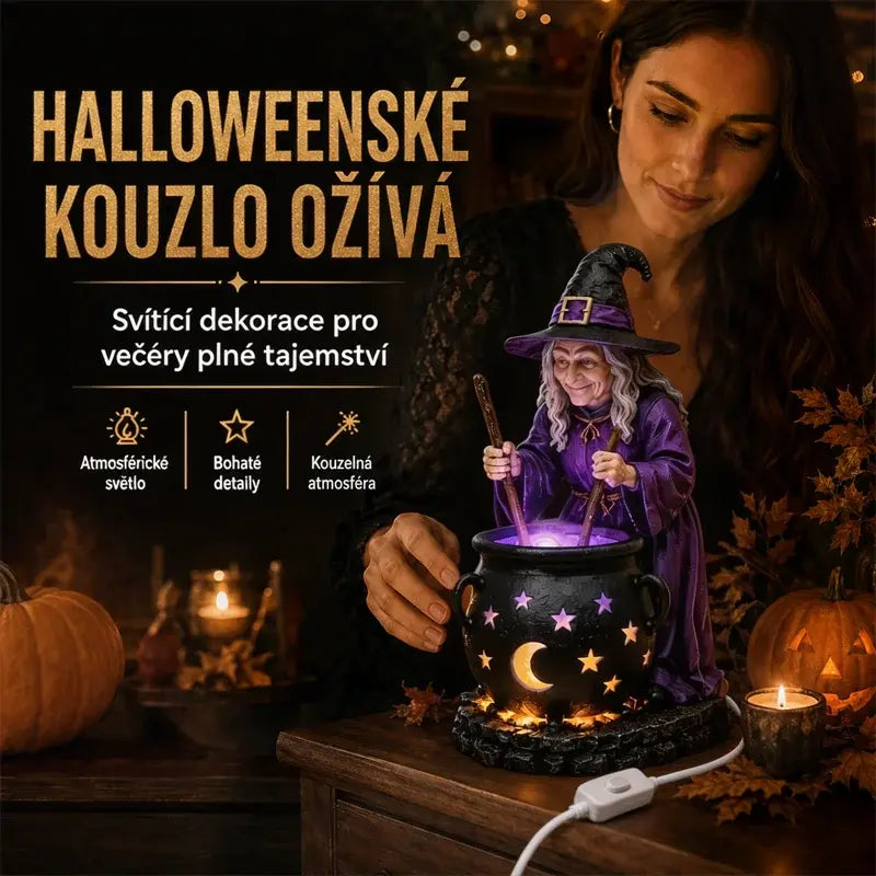 🧙‍♀️🎃Halloweenská socha čarodějnice v kotli