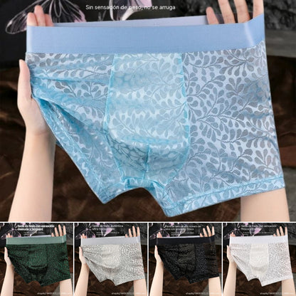 【L-4XL】Ανδρικά εσώρουχα από μετάξι, μεγάλου μεγέθους, αναπνεύσιμα.
