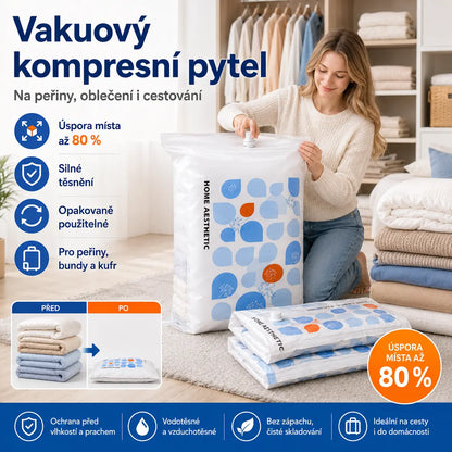 🧳✨【50*65*30 cm】【Sada 5 kusů】🤩Vakuové kompresní sáčky na uložení, vakuové kompresní sáčky na peřiny, oblečení a péřové bundy.