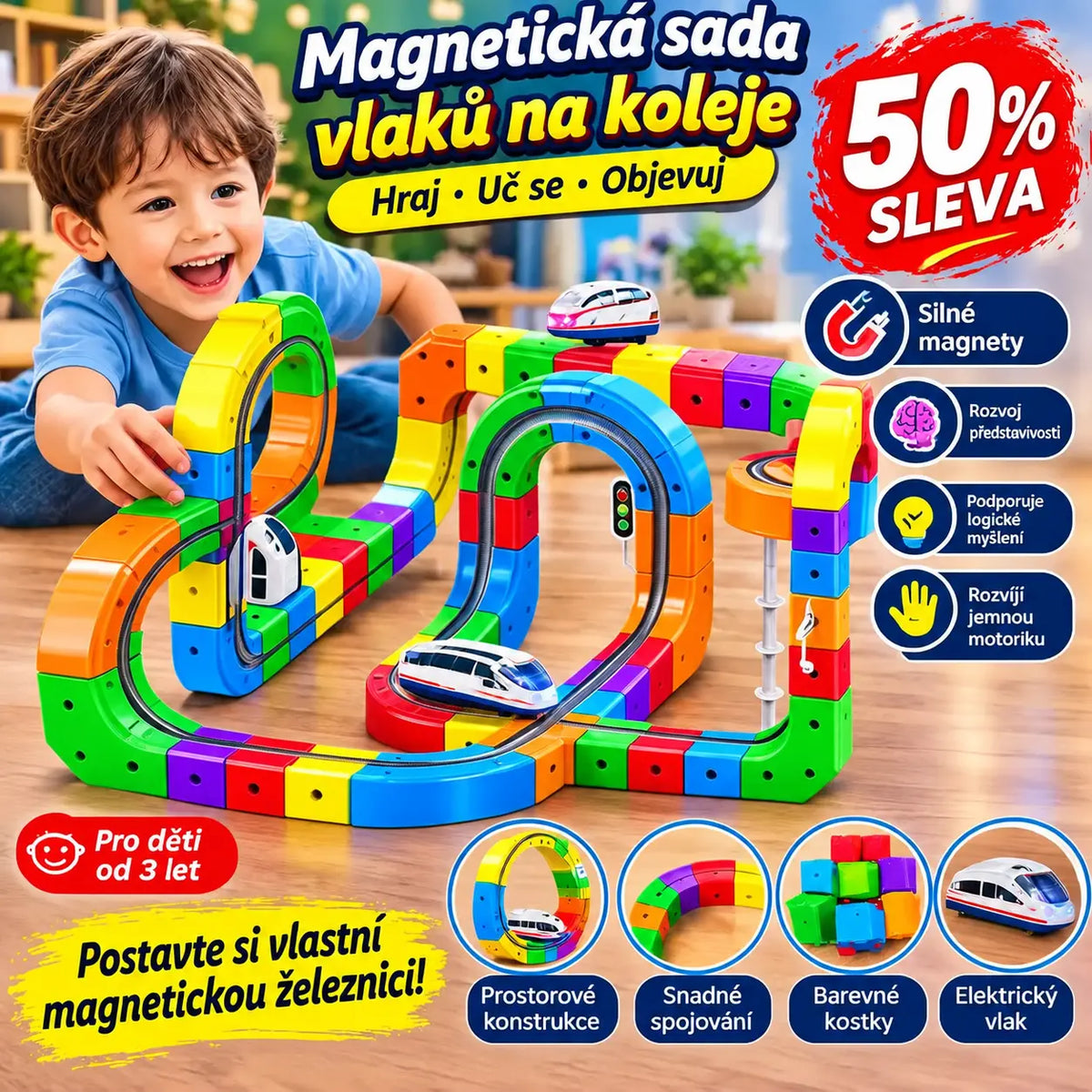 🎁🚄 Modulární sada kolejí – Stavitel elektrické železnice --- Rozvíjí kreativitu a logické myšlení 🎨🧠