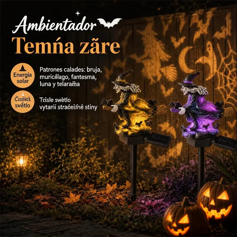 🎃✨Solární světlo na zem Broom Witch