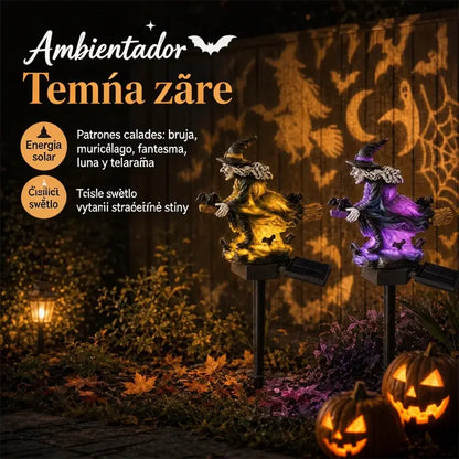 🎃✨Solární světlo na zem Broom Witch