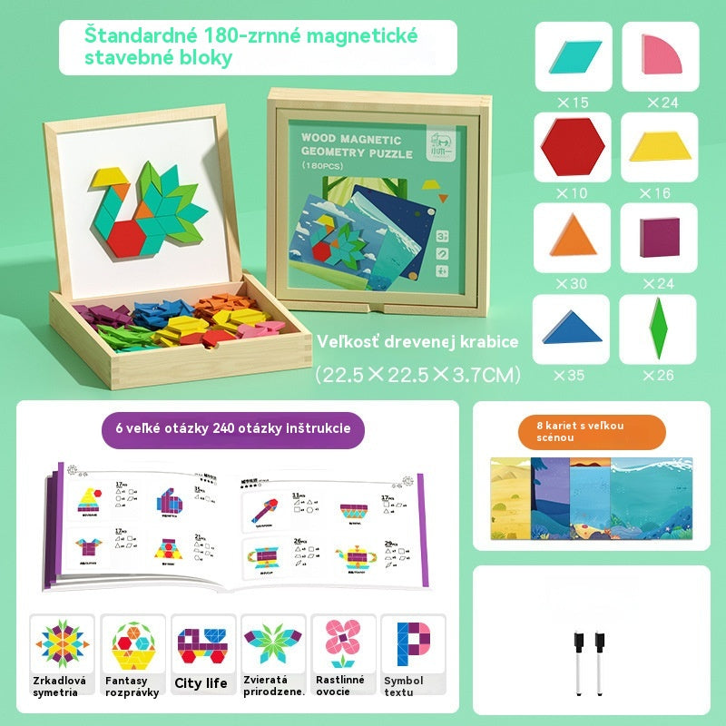 ✨Geometrické magnetické stavebné bloky Tangram