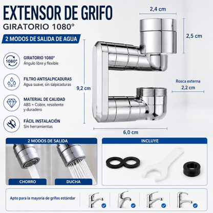 💦Grifo extensor multifuncional con filtro antisalpicaduras, espuma, a prueba de salpicaduras y de uso universal.