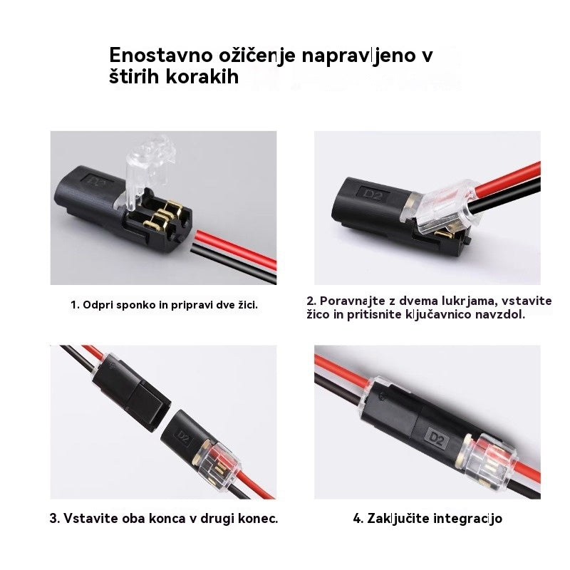 【50 artiklov za 18 EUR】Žični konektor brez luščenja, z zaklepno zaponko, varnim zapiranjem in protizdrsnim premazom