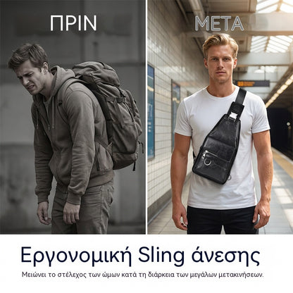 💯🎁Ανδρική τσάντα ώμου από ρετρό αδιάβροχο ύφασμα.