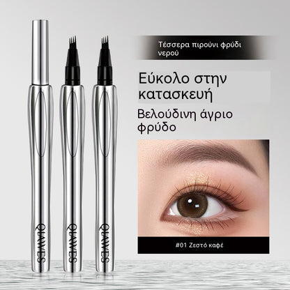 【3 για】Μολύβι φρυδιών με τέσσερις αιχμές, μακράς διαρκείας, ανθεκτικό στο μουτζούρωμα, στον ιδρώτα και στο λάσπωμα, για αρχάριους.