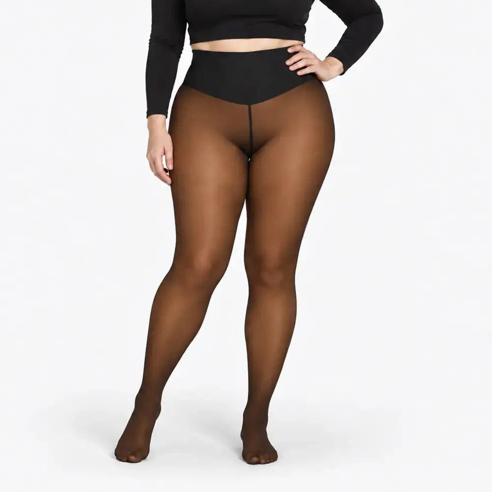 ✨【XS – 3XL / 4 barve】 Legice s flis podlogo in videzom prosojnosti; zasnovane z enim šivom spredaj in zadaj – delno prosojne legice, primerne kot osnovni sloj.