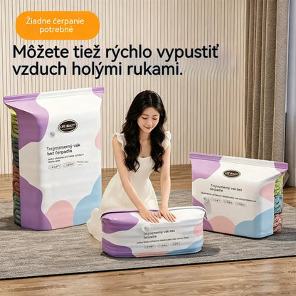 🧳5 kusy 600 Kč  💨 Veľké, flexibilné vákuové úložné vrecká: Nie je potrebné žiadne vzduchové čerpadlo, nepriepustné, ideálne na úsporu miesta v kufri a doma ✈️