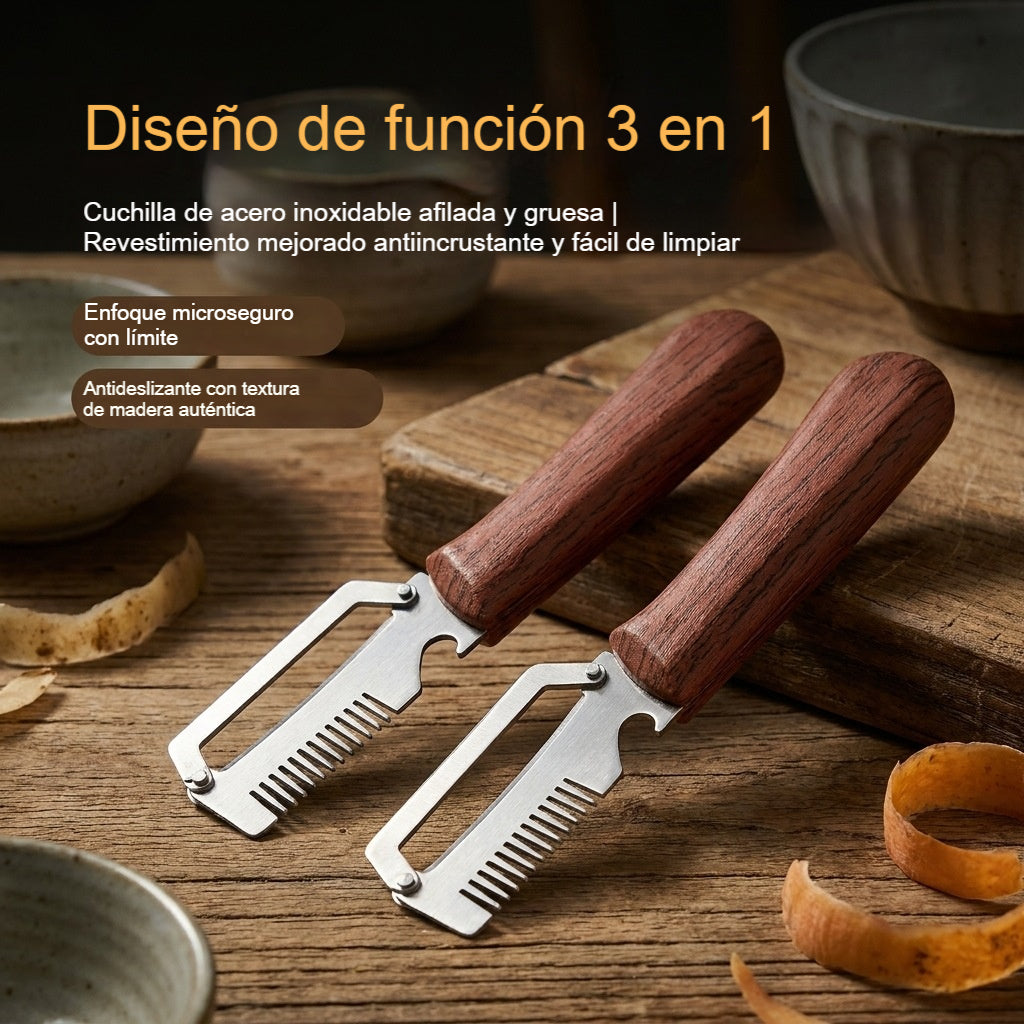 【Compra 1, llévate 1 gratis】Pelador de cocina multifuncional 3 en 1: ¡Pela, corta y abre botellas!