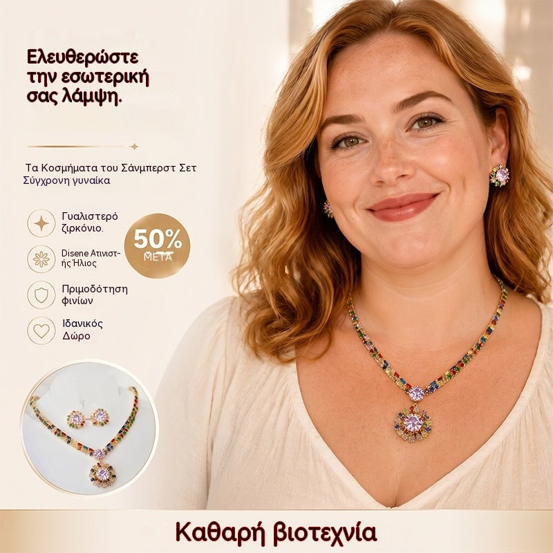 💎 ✨ Σετ κολιέ και σκουλαρίκια με λαμπερά κυβικά ζιρκόνια: διαχρονική κομψότητα, ένα τέλειο δώρο, ιδανικό για γάμους, πάρτι ή ως καθημερινό αξεσουάρ πολυτελείας 💍