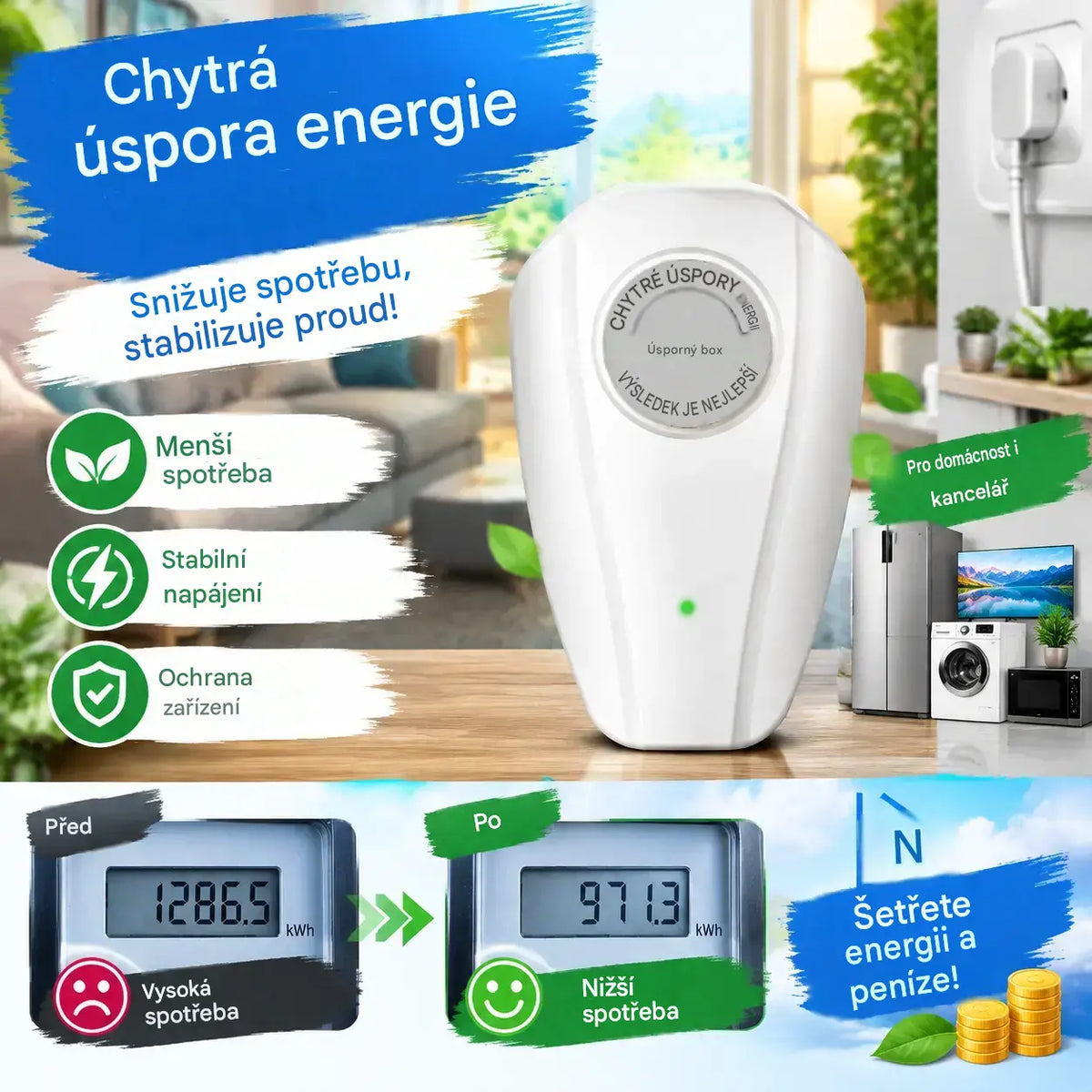 🔥【2 kusy za 550 Kč】⚡🛡️ „Nejlepší zařízení pro úsporu energie“ – výrazně snižuje spotřebu energie a stabilizuje parametry napájení! 🔋🏠