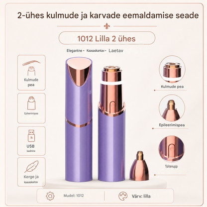 💄✨Kõige populaarsem elektriline kulmutrimmer topelt huulepulgakujulise peaga, mis sobib kasutamiseks kogu kehal.