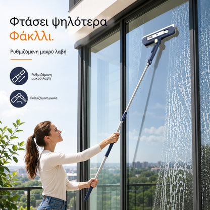 🧼✨ Καθαριστικό τζαμιών 2 σε 1 διπλής όψης με επεκτεινόμενη λαβή για τον καθαρισμό παραθύρων σε ψηλά κτίρια.