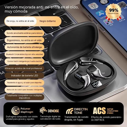 Auriculares inalámbricos Bluetooth sin almohadilla integrada, con gancho para la oreja y conducción ósea
