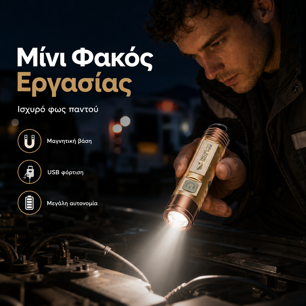 🔥Αγοράστε 1 και πάρτε 1 δωρεάν🔥🔦✨Φορητός μίνι φακός με μαγνητική φόρτιση, δυνατό φως και μεγάλη διάρκεια ζωής μπαταρίας