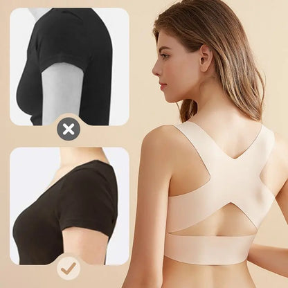 Akce 1+1 zdarma 【M–2XL】Podprsenka bez kostic se zapínáním vpředu a překříženými zády: koriguje držení těla a poskytuje maximální oporu i pohodlí.