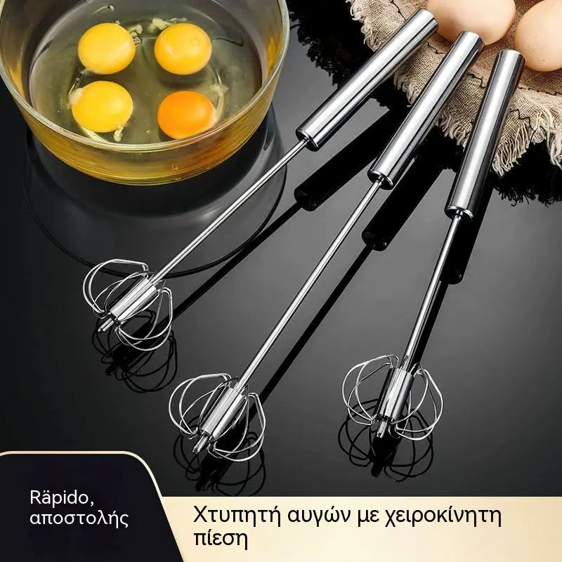 €25 [σετ 2 τεμαχίων] Ημιαυτόματο χτυπητήρι αυγών από ανοξείδωτο ατσάλι