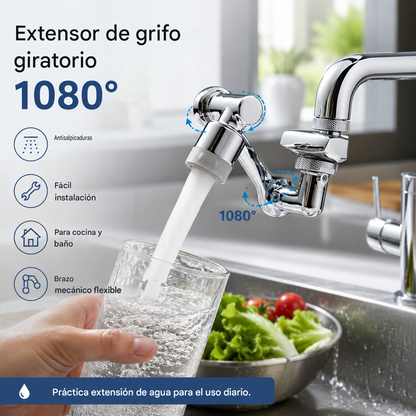 💦Grifo extensor multifuncional con filtro antisalpicaduras, espuma, a prueba de salpicaduras y de uso universal.