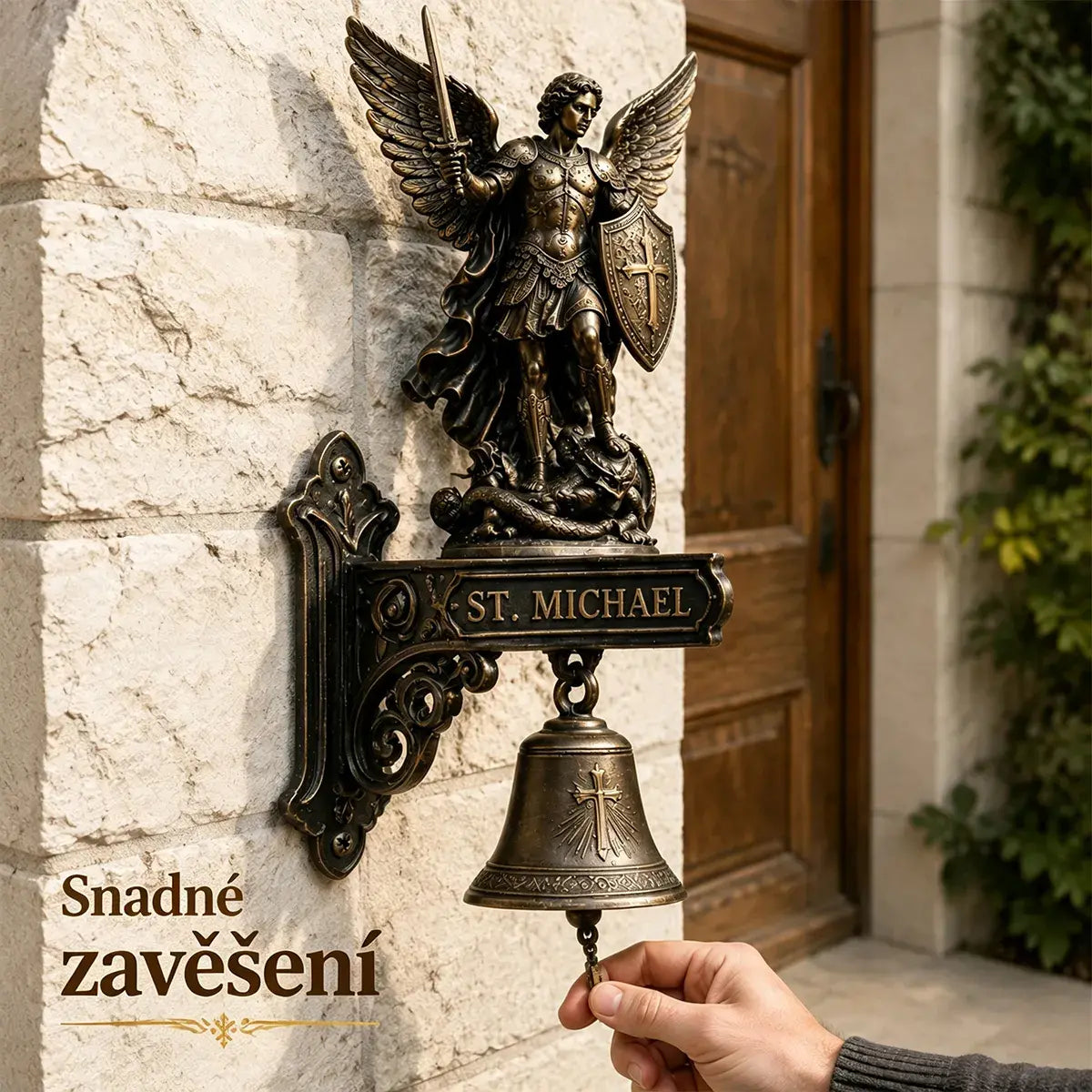 ✨🪽Pryskyřičný nástěnný zvon s motivem sv. Michaela Archanděla