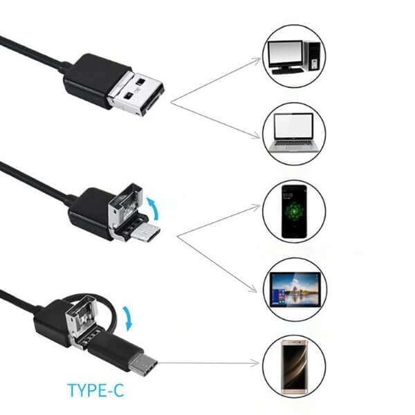 🔥【5M】🔥3 σε 1 Αδιάβροχη Ενδοσκοπική Κάμερα USB με LED