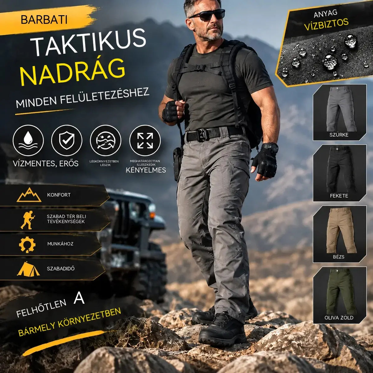 🏕️⌛ AZ AKCIÓ UTOLSÓ NAPJA – 50%-OS KEDVEZMÉNY!🔥 Férfi taktikai nadrág, katonai stílusú – szélálló és hőszigetelt