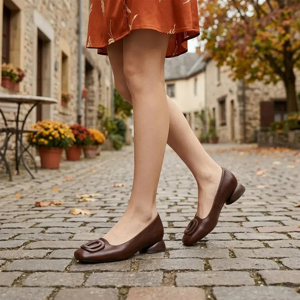 👡Dámské francouzské retro ploché boty Mary Jane - nízké s kulatou špičkou - retro styl, pohodlné a všestranné