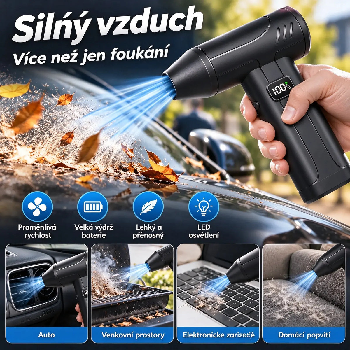 🔥🌪️ Výkonný vysokorychlostní ventilátor pro odstraňování prachu — Ideální pro kempování, odstraňování prachu a odklízení sněhu.