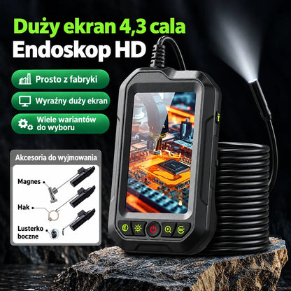 Przenośna kamera endoskopowa HD 1080p z ekranem 4,3" – wodoodporna IP67, precyzyjna inspekcja, długi czas pracy baterii