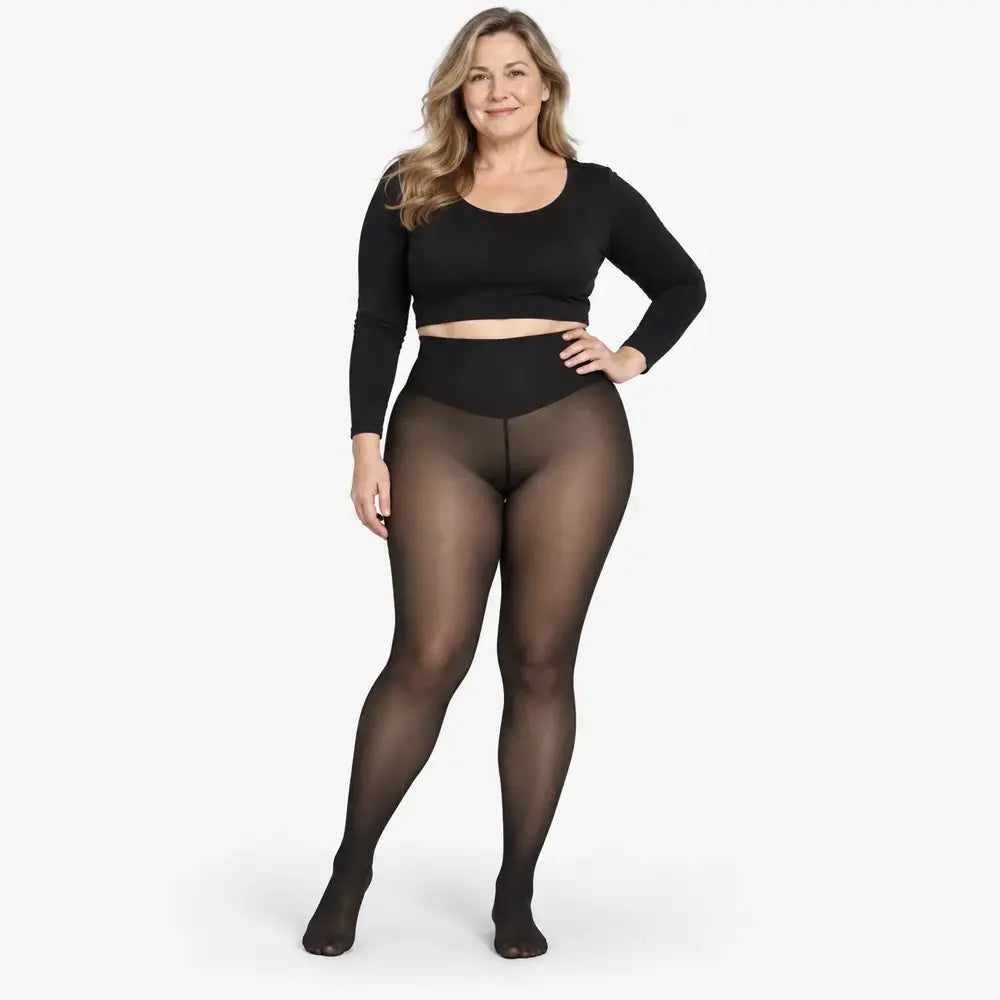 ✨【XS – 3XL / 4 barve】 Legice s flis podlogo in videzom prosojnosti; zasnovane z enim šivom spredaj in zadaj – delno prosojne legice, primerne kot osnovni sloj.