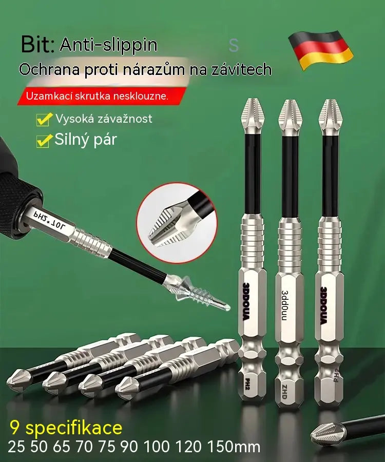 🧰⚒️ 【25-150 mm】Protiskluzový křížový šroubovák, super tvrdá magnetická silná elektrická vrtačka