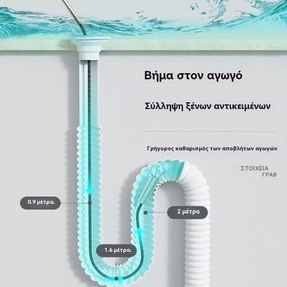 👍【2 μέτρα】Αγοράστε 1 και πάρτε 1 δωρεάν, μόνο 27 ευρώ💪 Πολυλειτουργικό καθαριστικό σωλήνων από εύκαμπτο μεταλλικό πλέγμα με γάντζο