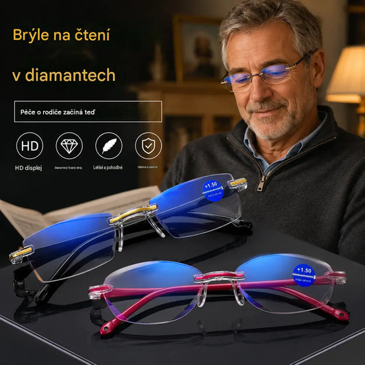 1 kusy 490 Kč  🧐👓️ Stylové brýle na čtení s ochranou proti modrému světlu – bez obrouček, navržené tak, aby snižovaly únavu očí a předcházely rozvoji krátkozrakosti; vhodné pro muže i ženy.