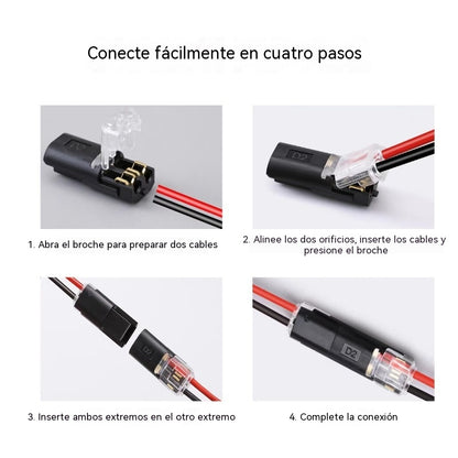 【50 artículos por 21 euros】Conector de doble cable con hebilla de bloqueo, cierre de seguridad, antideslizante